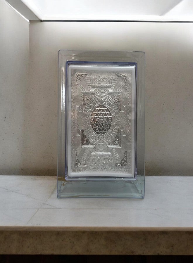 CharmInSilver يانترا لاكشمي من الفضة الخالصة عيار 999 من CharmInSilver | إطار سري يانترا 11×9 سم | حامل طاولة | هدية فضية | مناسب لغرفة الصلاة، المكتب، المنزل، لوحة قيادة السيارة - Image 3